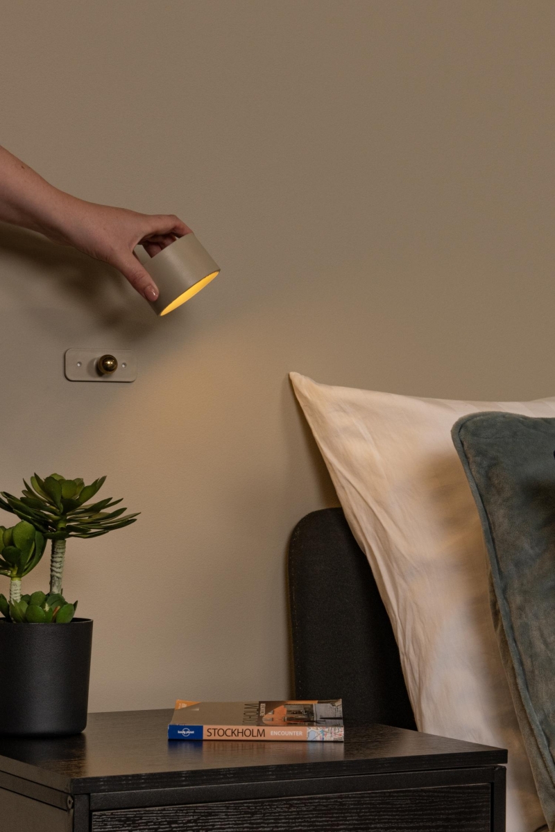 Lucide JOLAN - Rechargeable Desk lamp/Clamp lamp/Wall lamp - Battery pack - LED Dim to warm - 1x3,5W 2700K/5700K - Taupe